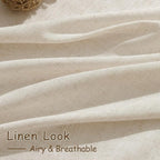 Cream Beige Linen 112 Inch Curtains for Living Room Light Filtering Semi Sheer Curtain Back Tab Modern Farmhouse Decor Elegant Coastal Drapes Floor to Ceiling High Window for Bedroom 52x112, 2 Panels