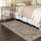 Runner Rug 2x6, Non Slip Washable Rugs for Laundry Room, Runners for Hallways, Low Pile Vintage Soft Rugs for Living Room, Kitchen Bathroom,Bedroom Rug(Grey/Brown/Tan,2'x6')