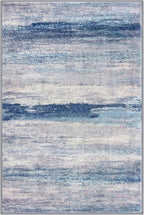 KOZYFLY Modern Abstract Small Area Rugs, 2x3 Washable Kitchen Rug Non-Slip Soft Small Bathroom Rug, Blue/Grey/Beige Striped Entryway Rugs Abstract Print Faux Wool Doormat for Bedside Entrance Bedroom