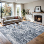 PLHXFR 8x10 Area Rug Living Room: Abstract Washable Carpet Grey Blue