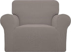 Easy-Going Stretch Oversized Chair Sofa Slipcover 1-Piece Couch Sofa Cover Furniture Protector Soft with Elastic Bottom for Kids Spandex Jacquard Fabric Small Checks Taupe