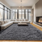 ONASAR Grey Area Rugs 9x12 Living Room, Gray Large Fluffy Shag Bedroom Rug, Soft Plush Thick Shaggy Big Floor Carpet for Kids Boy and Girls Teen Dorm Nursery Indoor Home Decor Aesthetic