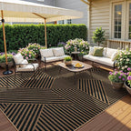 Lahome Modern Geometric Easy Jute Carpet, 6x9 Area Rugs for Living Room Outdoor Patio Washable Indoor Outdoor Dining Room Rug, Farmhouse Large Non Slip Carpet for Bedroom Backyard Office