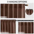 Mocha Brown Linen Curtains 63 Inches Long 2 Panel Sets for Living Room Bedroom Rod Pocket Back Tab Light Filtering Drape for Kitchen Window Short Protect Privacy Curtain Modern Farmhouse Decor 52x63