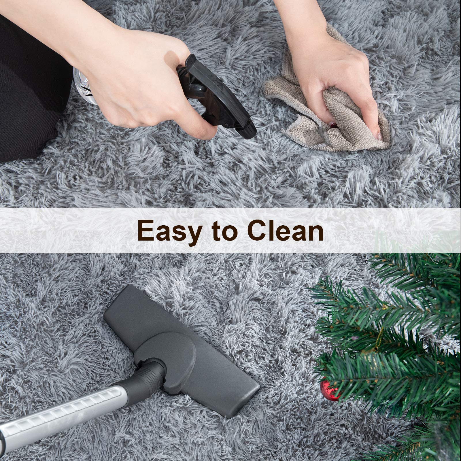 TWINNIS Super Soft Shaggy Rugs Fluffy Carpets, 4x5.9 Feet, Indoor Modern Plush Area Rugs for Living Room Bedroom Kids Room Nursery Home Decor, Upgrade Anti-Skid Rectangular Fuzzy Rug, Grey