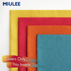 MIULEE Pack of 4 Decorative Outdoor Throw Pillow Covers Linen Waterproof Pillow Covers Summer Farmhouse Cushion Cases for Patio Garden Tent Balcony Couch Sofa 18x18 Inch Red/Turquoise