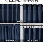 Denim Blue Linen Curtains 72 Inch Length for Living Room Sheer Lightweight Door Drapes 2 Panels Set for Kids Bedroom Light Filtering Back Tab Rod Pocket Curtain for Kitchen Protect Privacy 52x72