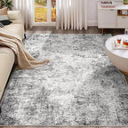 UERMEI 9x12 Area Rug Living Room Rugs - Washable Neutral Modern Abstract Soft Thin Large Rug Indoor Floor No Slip Rug Carpet for Bedroom Under Dining Table Home Office Decor - Grey