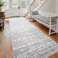Ksrau 4x12 Runner Rug Washable Moroccan: Non Slip Hallway Floor Mat Grey