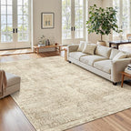 5x7 Area Rugs Brown Low Pile Indoor Washable Trendy Faded Style Floral Rugs for Bedroom Living Room Dining Room Foldable Non-Slip Thin Print Mat