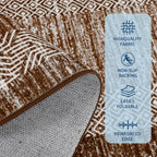 GarveeHome Extra Large Area Rug 10x13 Modern Geometric Rug with Non Slip Rubber Backing, Thin Washable Foldable Carpets, Soft Low Pile Non Shedding Printed Floor Mats for Hotel Office, Brown