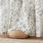 jinchan Linen Blend Curtain Floral Curtains for Living Room 96 Inch Length Grey Printed Curtain Rod Pocket Back Tab Farmhouse Peony Flower Patterned Drapes Bedroom Window Curtains Set 2 Panels