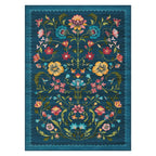 GarveeHome Washable Rug 8x10 Area Rugs for Living Room, Floral Rug for Bedroom, Soft Vintage Non Slip Throw Rugs with Rubber Back, Low Pile Stain Resistant Boho Floral Carpet for Dining Room, Blue