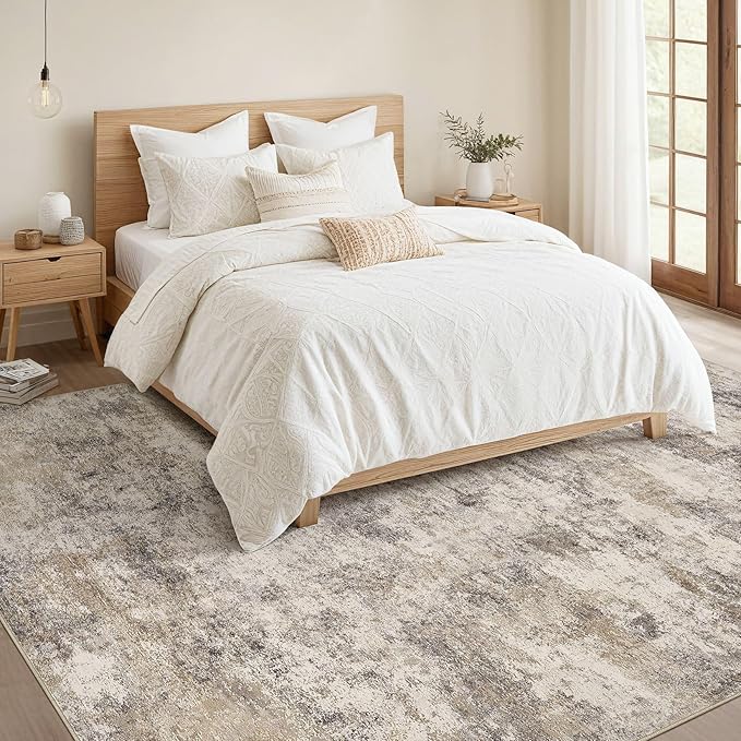 Nakagishi Boho 7x9 Area Rug Living Room Rugs Machine Washable Brown Grey
