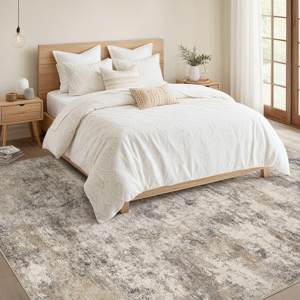 Nakagishi Boho 9x12 Area Rug Living Room Rugs Machine Washable Brown Grey