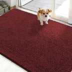 OLANLY Dog Door Mat for Muddy Paws 50x30, Absorbs Moisture and Dirt, Absorbent Non-Slip Washable Doormat, Quick Dry Chenille Mud Mat, Entry Indoor Entryway Carpet for Inside Floor, Caramel Russet