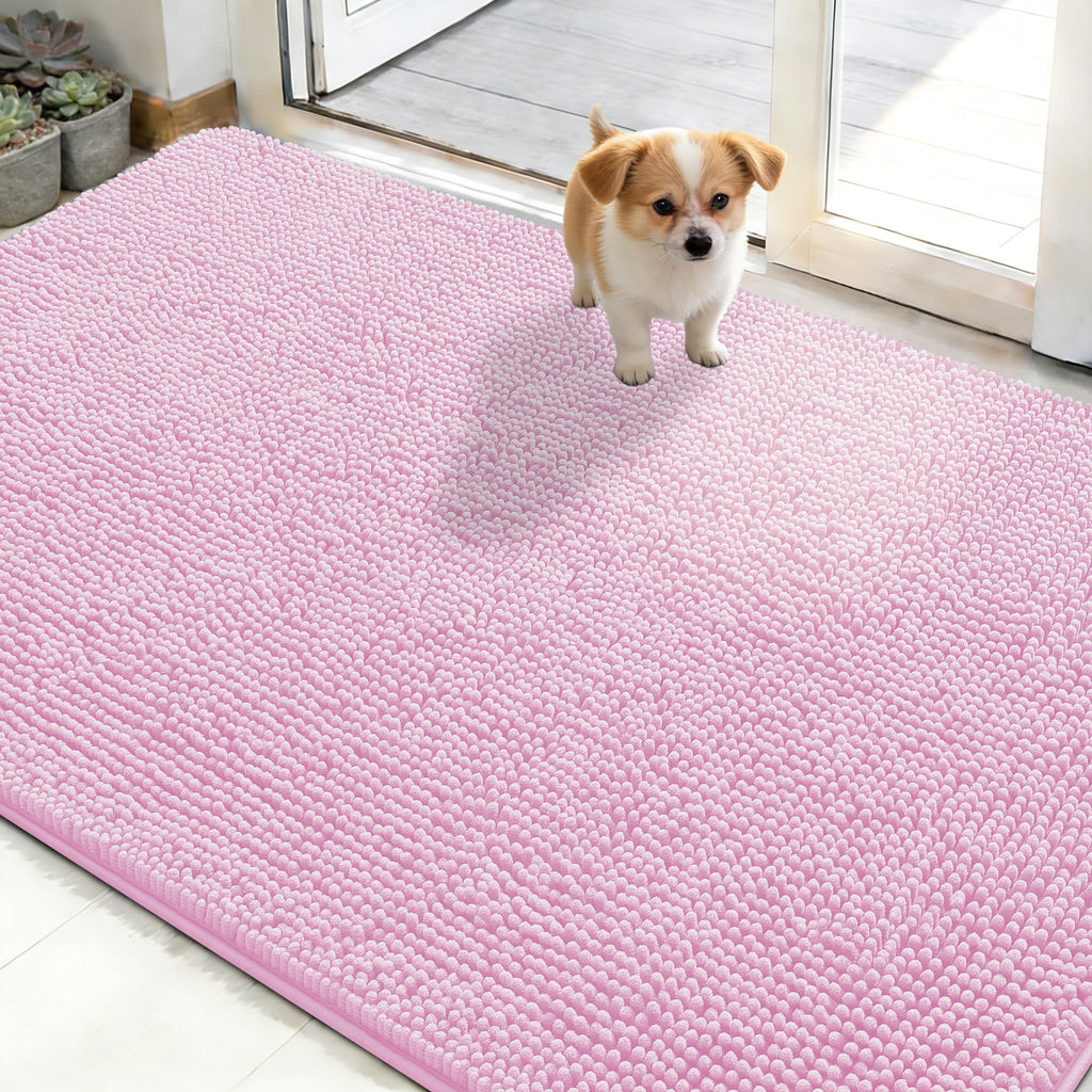 OLANLY Dog Door Mat for Muddy Paws 48x30, Super Absorbent Chenille Mud Mat