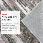 Lansny Modern Abstract Runner Rug 2x5, Dark Light Brown White Washable Kitchen Runner Entryway Rug Mat Non-Slip Soft Hallway Rug Runner Thin Print Faux Wool Carpet for Bedroom Laundry Room Indoor