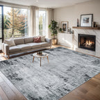PLHXFR 8x10 Area Rug Living Room: Modern Abstract Washable Carpet Black