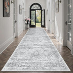 Runner Rug 3x10 Washable Non-Slip Hallway Runner Rugs for Kitchen Bathroom Laundry Room Grey Vintage Floor Carpet Runners for Hallways Entryway