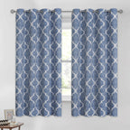 Beauoop Moroccan 100% Blackout Curtains Bedroom Blue 50x63 2 Panels