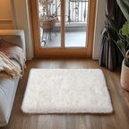 Quntue Small Area Rug, 2x3 Rug for Bedroom Shaggy Throw Rugs for Dorm Rug, Soft Shag Carpet for Kids Room, Plush Comfy Fluffy Bedside Rug for Home Decor Aesthetic, Cream White