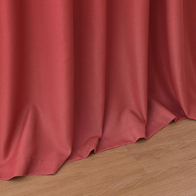 Christmas Red Linen Curtains 102 Inches Long for Living Room Light Filtering Semi Sheer Curtain Back Tab Vintage Rustic Luxury Home Decor Floor to Ceiling Neutral Drapes for Bedroom 52x102, 2 Panels