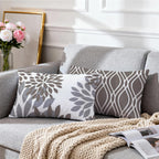 Hexagram Geometric Gray Pillow Covers 12x20, Decorative Pillow Covers