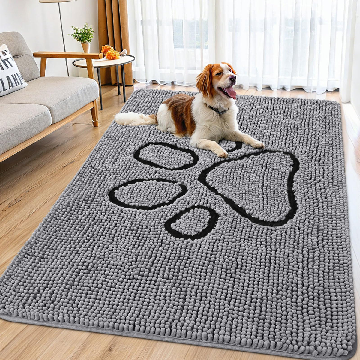 Smiry Dog Door Mat for Muddy Paws, Absorbent Non Slip Dirt Trapper, 70x32