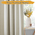 RYB HOME Natural Linen Blended Curtains for Living Room, Blackout Thermal Insulated Window Drapes with White Liner Classy Home Decor for Guest Room Nursery, Natural, W52 x L63 inch, 2 Panels