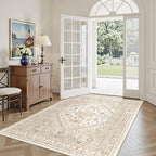 Restydon 3x5 Washable Area Rug for Entryway Non Slip Rugs, Cream/Beige