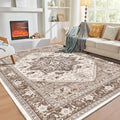 OPPODREAM Soft 6x9 Area Rugs, Washable Rug 6x9 with Non Slip Backing, Faux Cashmere Low-Pile 6 x 9 Carpet, Brown