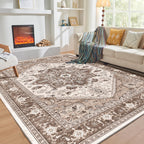 OPPODREAM Soft Area Rugs 4x6, Persian-Inspired Washable Rug, Khaki