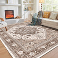 OPPODREAM Soft Area Rugs 8x10, Persian-Inspired Washable Rug, Khaki
