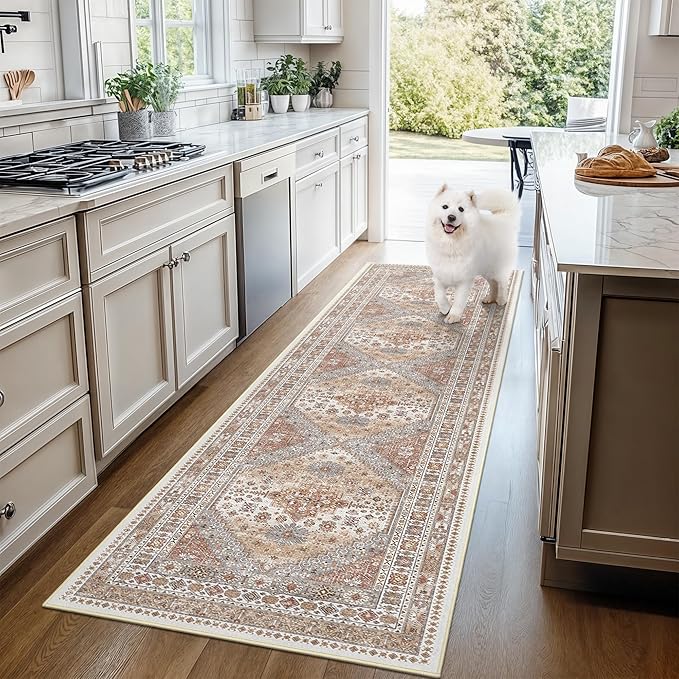 Restydon 3x14 Long Runner Rugs for Hallway Vintage Washable Rug, Orange