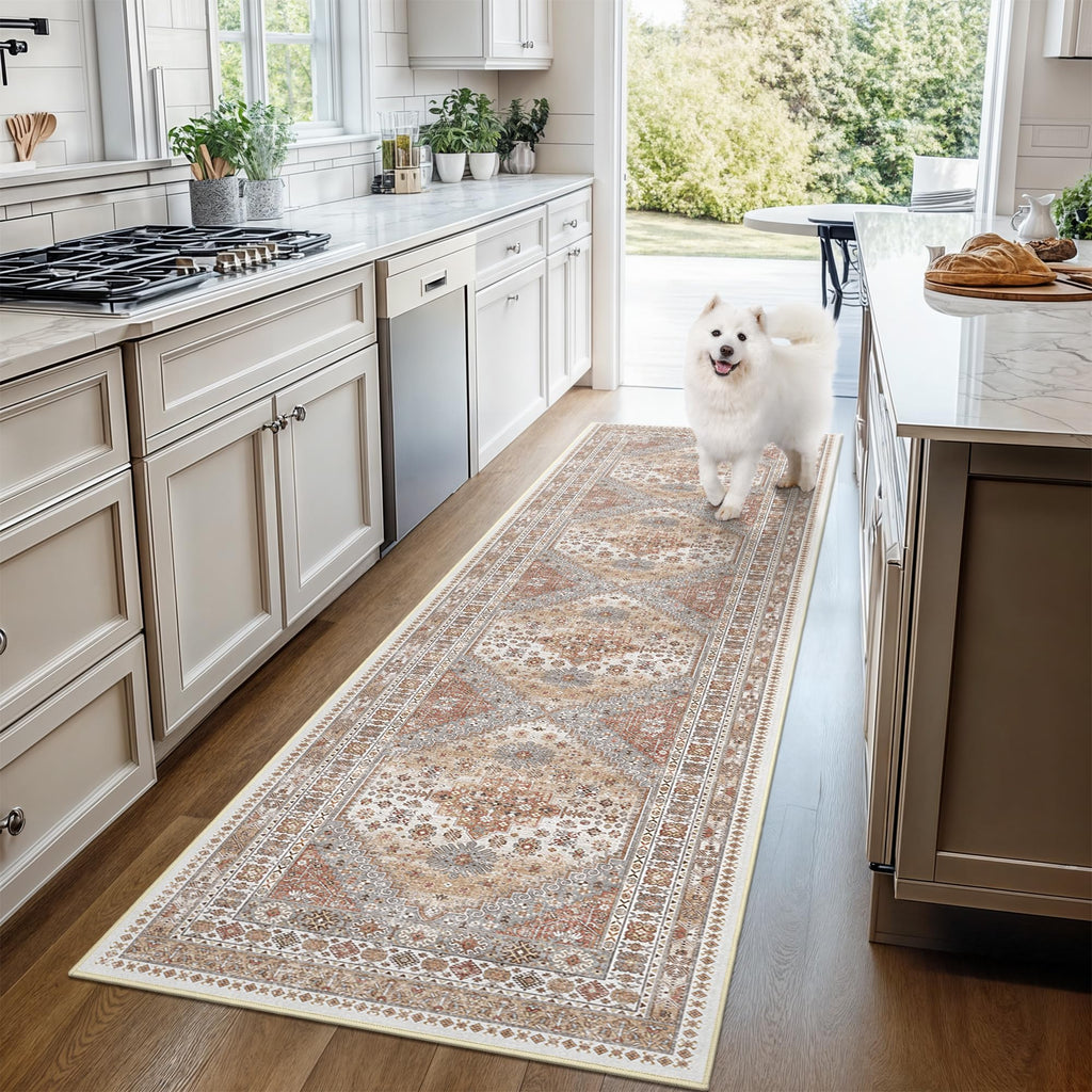 Restydon 2x5 Rug Runner Non-Slip Washable Rugs for Entryway, Orange