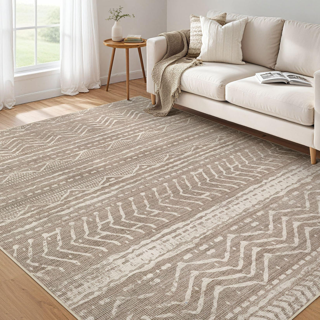 Nakagishi Boho 5x7 Area Rug Living Room Rugs Machine Washable Dark Brown