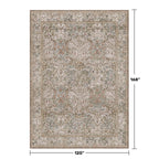 Washable 10x14 Living Room Rug - Moss Green Large Area Rug for Dining Room Under Table, Low Pile Non-Slip Floor Carpet for Bedroom Under Bed - Neutral Taupe Design & Stain Resistance