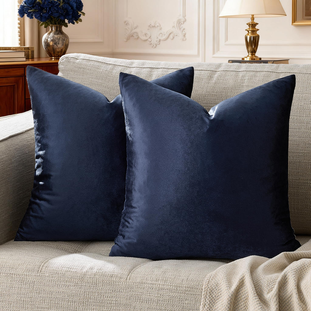 GIGIZAZA Navy Velvet Pillow Covers 22x22 Decorative Pillows Pack of 2
