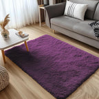 OLANLY 3x5 Machine Washable Small Bedside Rug, Soft Fluffy Shaggy Rugs for Living Room, Bedroom, Indoor Floor Carpet for Kids Girls and Boys, Preppy Dorms, Nursery, Home Decor Aesthetic, Dark Purple