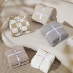 Bedsure GentleSoft Checkered Twin Blanket for Couch, Super Soft Cozy & Warm Knit Throw Blanket, Lightweight & Fluffy Plaid Blankets for Bedding, Sofa, Gifts for Women Men, Beige, 60x80 Inches