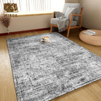 Washable Area Rug 5' x 7' Vintage Traditional Persian Mat - Foldable Distressed Non-Slip Machine Washable Carpet for Living Room Bedroom Kitchen Home Decor - Graphite and Mist