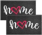 EARTHALL Door Mat 2-Pack Outside Inside Home Doormat 30"x17.5" Durable Floor Mat Non Slip Rug Ultra Absorb Mud Easy Clean Front Doormat for Garage, Entryway, Patio, High Traffic Areas, Black