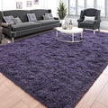 Tepook 4x6 Area Rugs for Living Room, Soft Fluffy Shag Gray Purple Rug for Bedroom Nursery, Modern Shaggy Plush Upgraded Non-Slip Carpet for Girls Boys Kids Room Dorm Home Decor