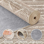 Nakagishi Area Rug Living Room Rugs: 4X4 Machine Washable Boho Large Neutral Farmhouse Stain Resistant Moroccan Indoor Floor Carpet for Bedroom Nursery Dorm Dining Room Home-Dark Brown