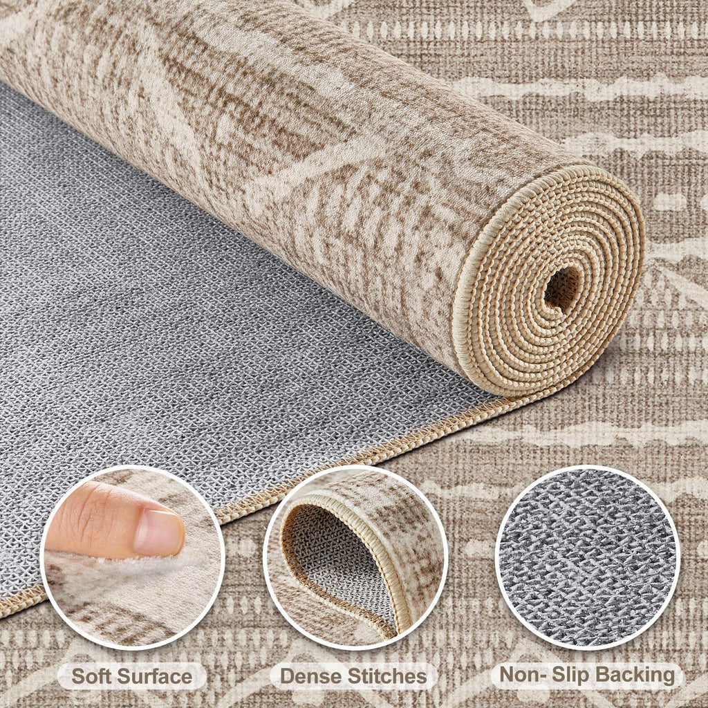 Nakagishi Boho 7x9 Area Rug Living Room Rugs Machine Washable Dark Brown
