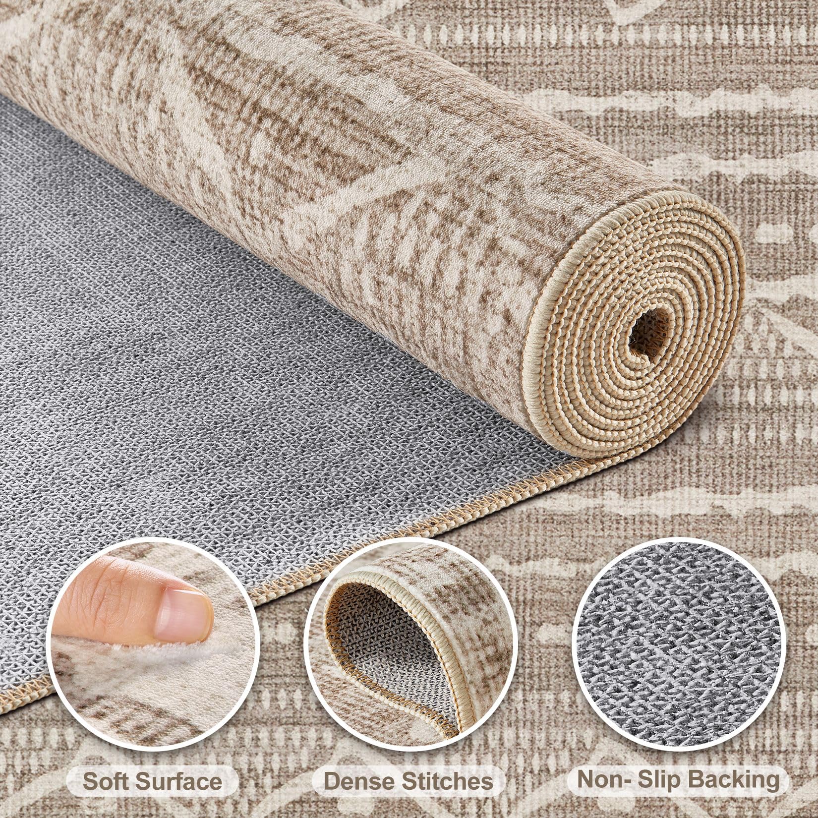Nakagishi Boho 10x12 Area Rug Living Room Rugs Machine Washable Dark Brown