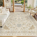 Madane 6x9 Area Rugs for Living Room, Vintage Washable Rug, Beige/Blue