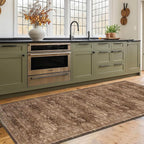 Brown Boho Washable 2x6 Runner Rugs for Hallway Kitchen Bedroom Beside Laundry Room Bathroom Rug, Pet & Kids Friendly, Non Slip Low Pile Stain Resistant Soft Faux Wool Long 24 x 72 Floor Carpet