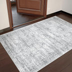 3x4 Washable Area Rug for Entryway, Soft Kitchen Rugs Non Slip for Dining Room, Vintage Abstract Living Room Rug, Thin Area Rugs Indoor for Bedroom, Kids Room Decor(3'x4', Grey/Ivory)